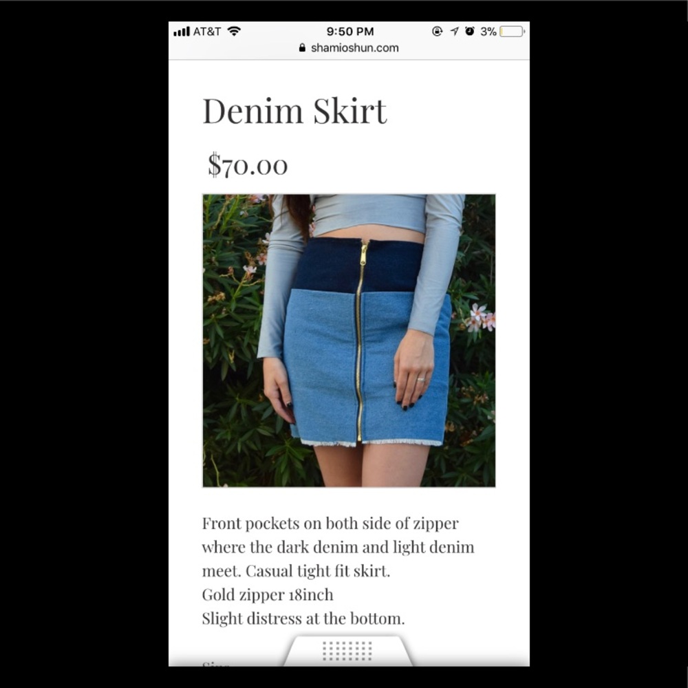 Shami Oshun Zip Two-Tone Denim Skirt with Pockets